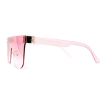 Retro Rimless Shield Horn Rim Mono Block Lens Rectangle Sunglasses