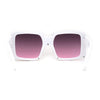 Womens Bottom Half Rim Trim Shield Mod Rectangle Fashion Sunglasses