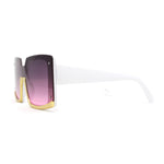 Womens Bottom Half Rim Trim Shield Mod Rectangle Fashion Sunglasses