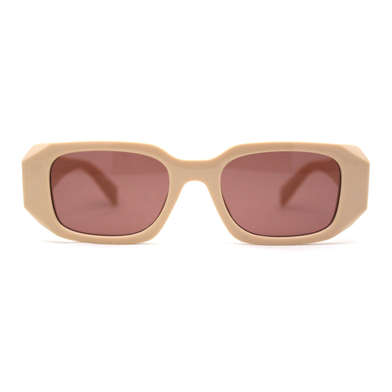 Womens Dimensional Geometric Diamond Cut Mod Rectangle Sunglasses
