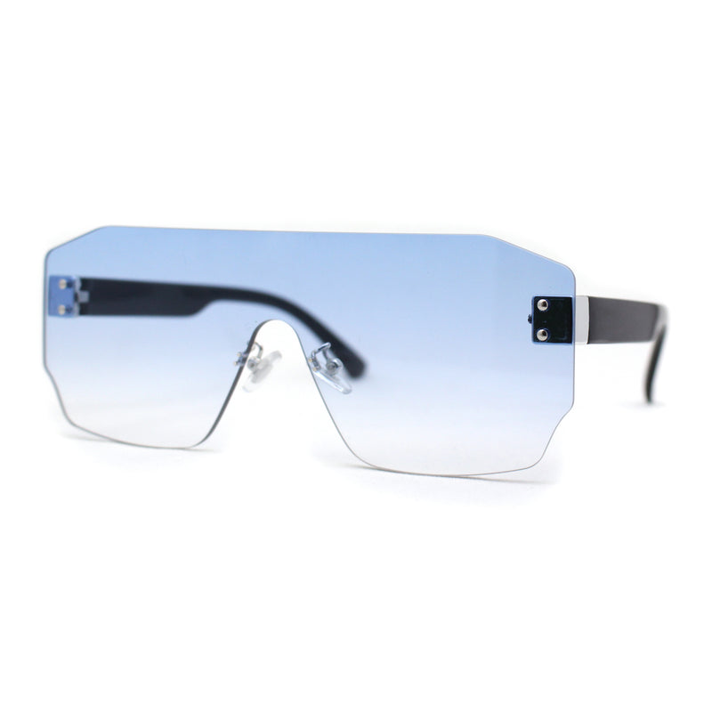 Oversize Flat Top Panel Mono Block Shield Lens Sunglasses