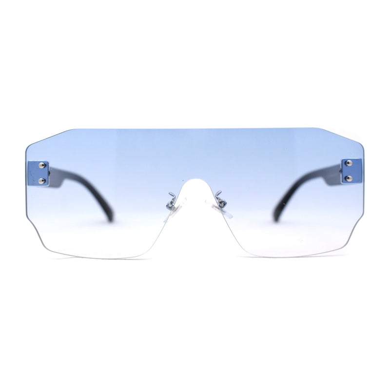 Oversize Flat Top Panel Mono Block Shield Lens Sunglasses