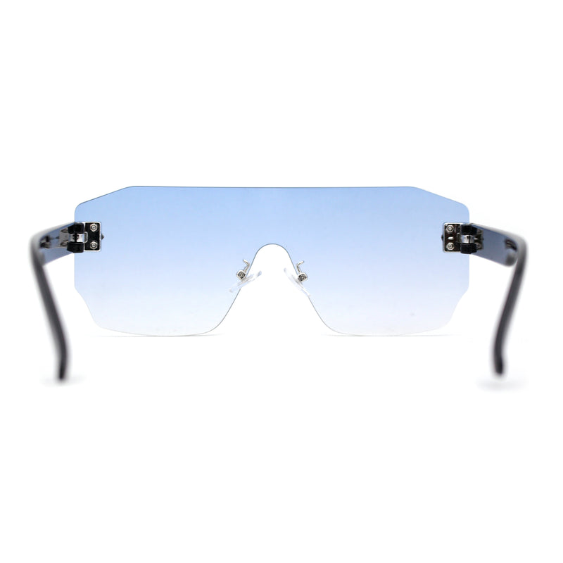 Oversize Flat Top Panel Mono Block Shield Lens Sunglasses