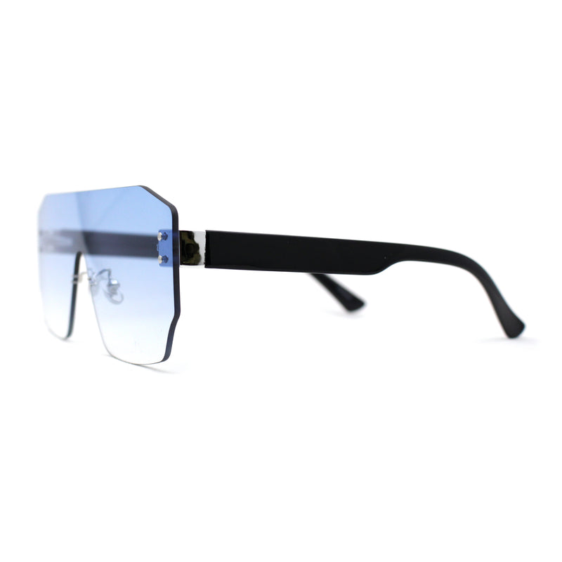 Oversize Flat Top Panel Mono Block Shield Lens Sunglasses