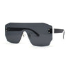 Oversize Flat Top Panel Mono Block Shield Lens Sunglasses