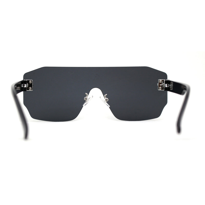 Oversize Flat Top Panel Mono Block Shield Lens Sunglasses