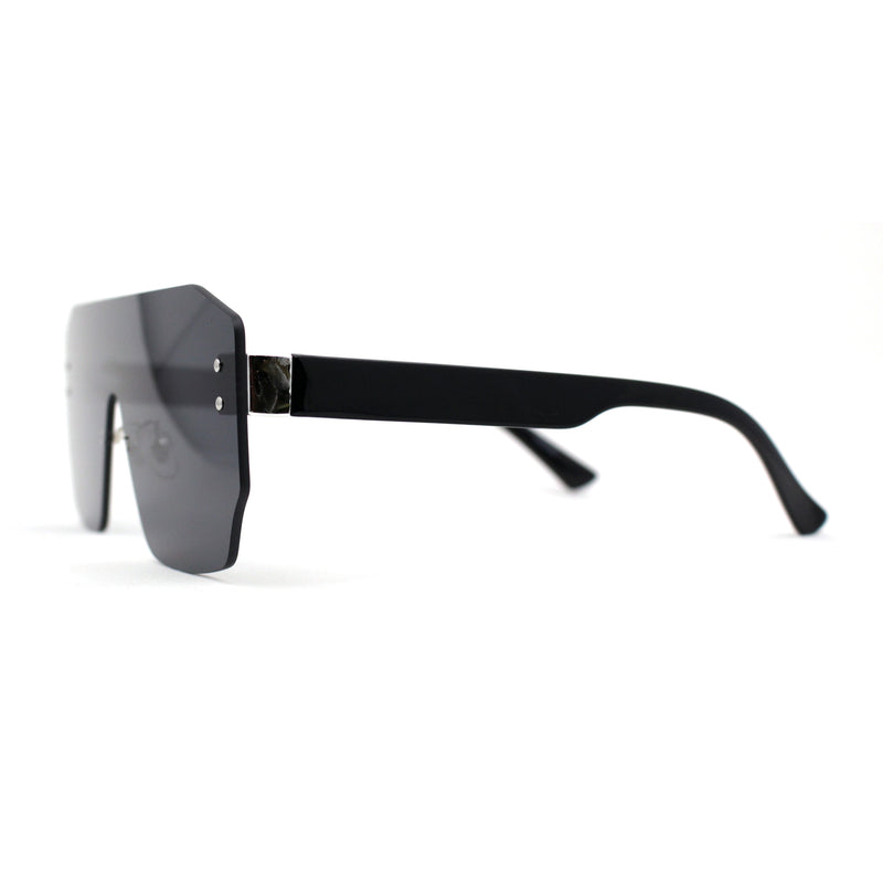 Oversize Flat Top Panel Mono Block Shield Lens Sunglasses