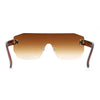 Oversize Flat Top Panel Mono Block Shield Lens Sunglasses