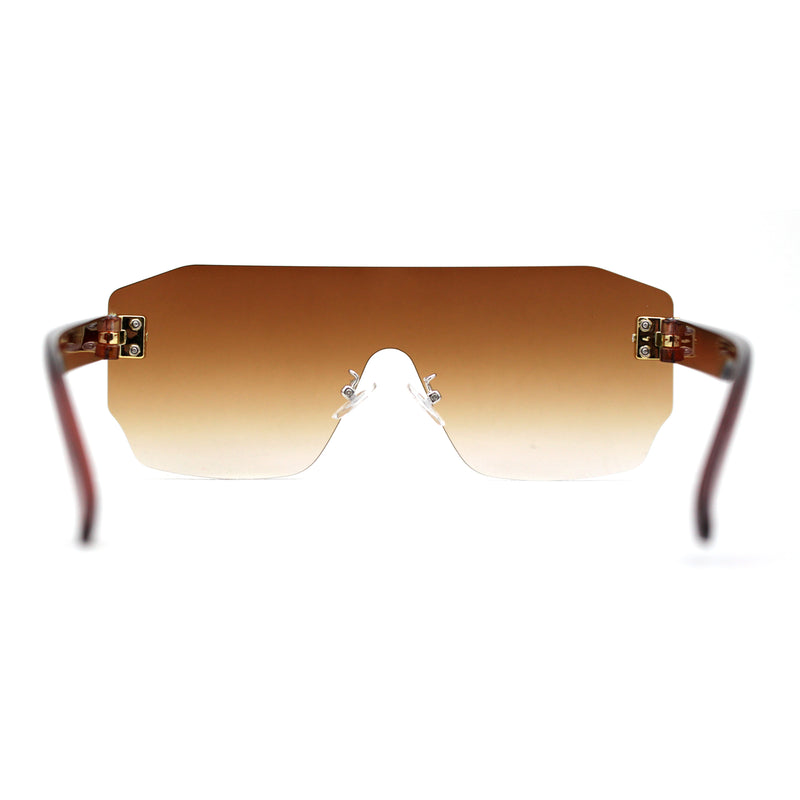 Oversize Flat Top Panel Mono Block Shield Lens Sunglasses