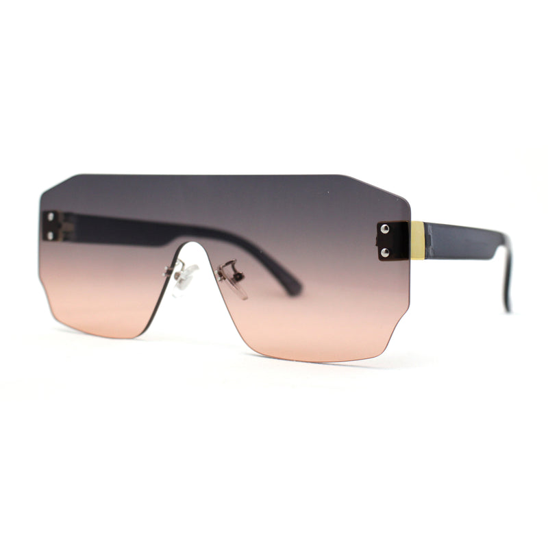 Oversize Flat Top Panel Mono Block Shield Lens Sunglasses