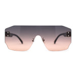 Oversize Flat Top Panel Mono Block Shield Lens Sunglasses