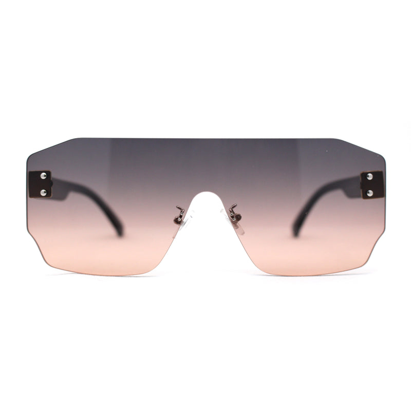 Oversize Flat Top Panel Mono Block Shield Lens Sunglasses