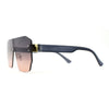 Oversize Flat Top Panel Mono Block Shield Lens Sunglasses