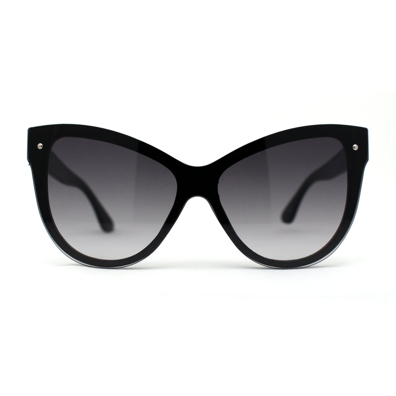 Womens Oversize Cat Eye Chic Horn Rim Shield Sunglasses