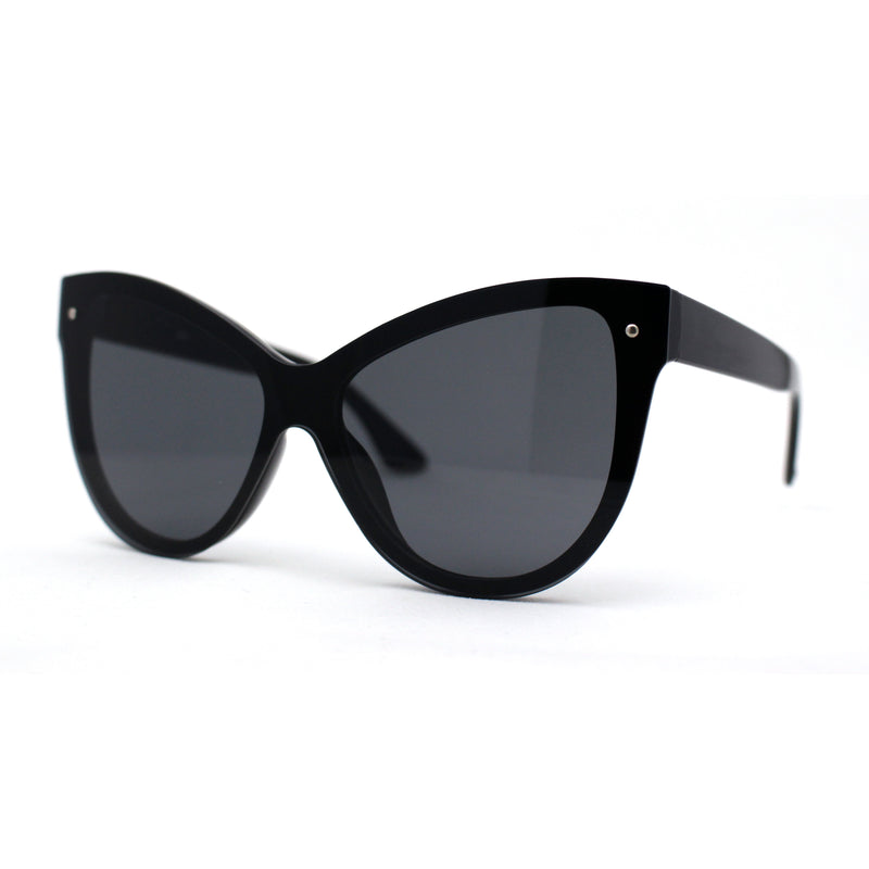 Womens Oversize Cat Eye Chic Horn Rim Shield Sunglasses