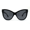 Womens Oversize Cat Eye Chic Horn Rim Shield Sunglasses