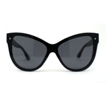 Womens Oversize Cat Eye Chic Horn Rim Shield Sunglasses