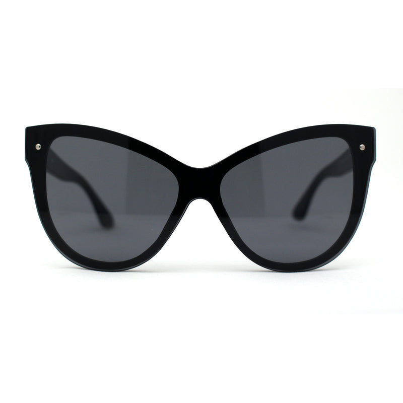 Womens Oversize Cat Eye Chic Horn Rim Shield Sunglasses