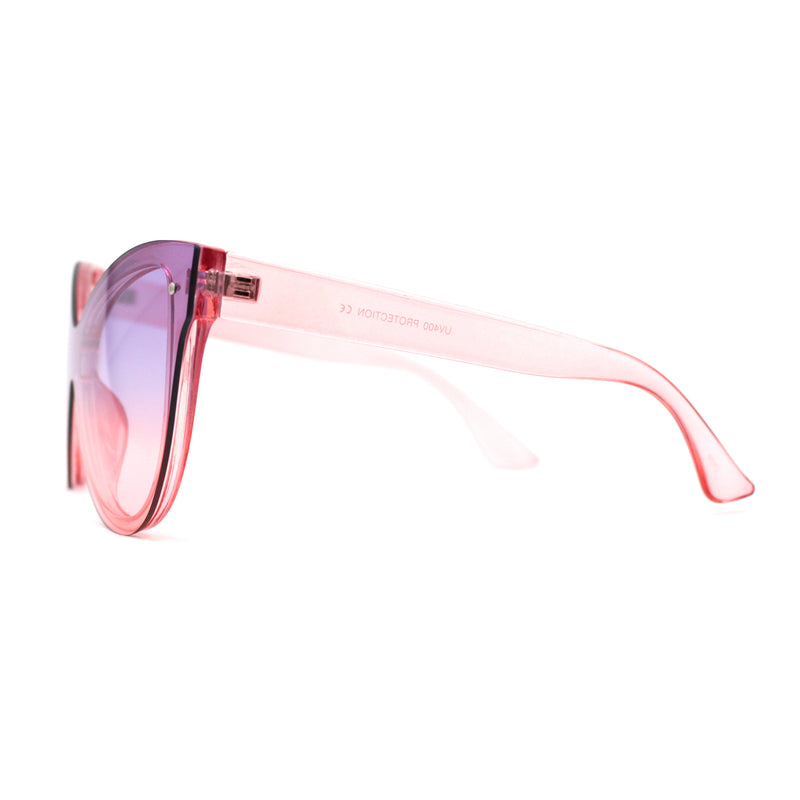 Womens Oversize Cat Eye Chic Horn Rim Shield Sunglasses