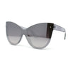 Womens Oversize Cat Eye Chic Horn Rim Shield Sunglasses