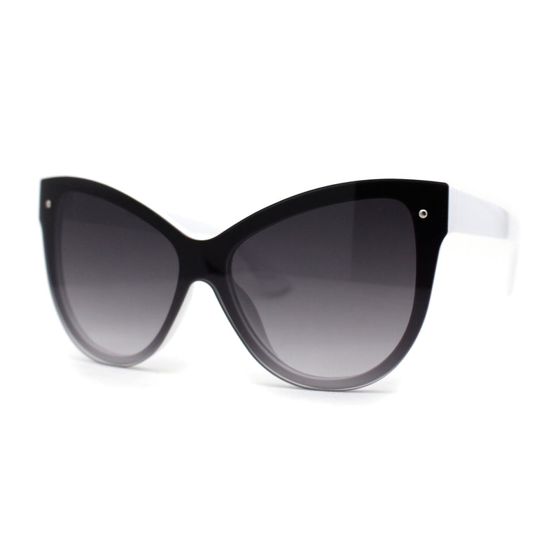 Womens Oversize Cat Eye Chic Horn Rim Shield Sunglasses