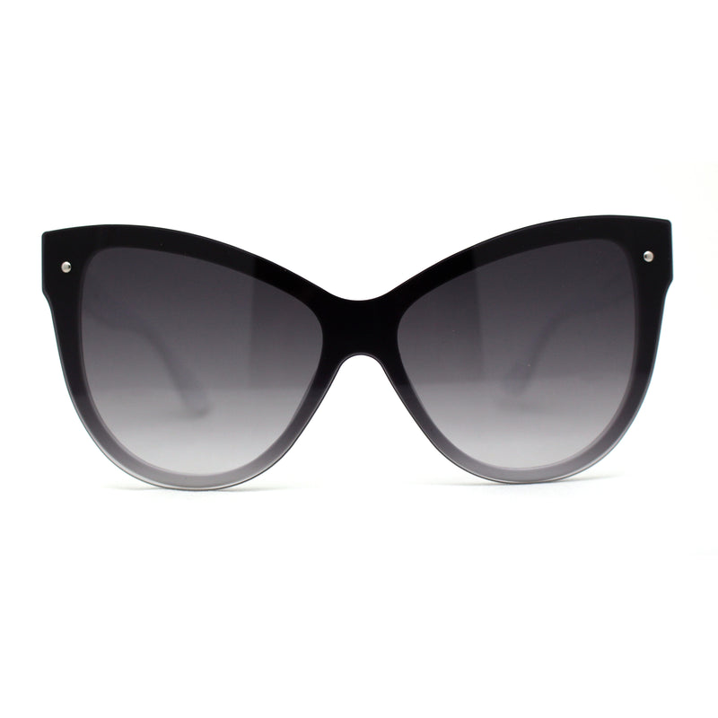 Womens Oversize Cat Eye Chic Horn Rim Shield Sunglasses