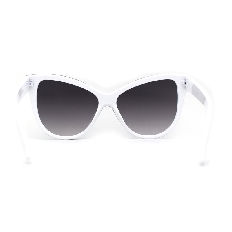 Womens Oversize Cat Eye Chic Horn Rim Shield Sunglasses