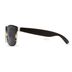 Wood Grain Pattern Arm Horn Rim Classic Skater Shade Sunglasses