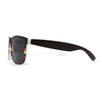 Wood Grain Pattern Arm Horn Rim Classic Skater Shade Sunglasses