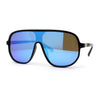 Mens Iconic Shield Racer Flat Top Mobster Plastic Sunglasses