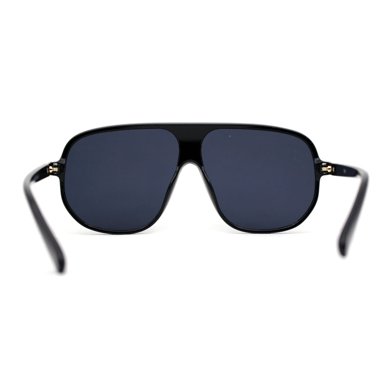 Mens Iconic Shield Racer Flat Top Mobster Plastic Sunglasses