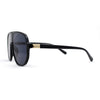 Mens Iconic Shield Racer Flat Top Mobster Plastic Sunglasses