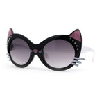 Girls Kids Size Kitty Cat Ear Whisker Round Plastic Sunglasses