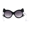 Girls Kids Size Kitty Cat Ear Whisker Round Plastic Sunglasses