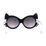 Girls Kids Size Kitty Cat Ear Whisker Round Plastic Sunglasses