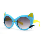 Girls Kids Size Kitty Cat Ear Whisker Round Plastic Sunglasses