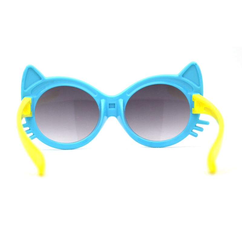 Girls Kids Size Kitty Cat Ear Whisker Round Plastic Sunglasses