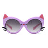 Girls Kids Size Kitty Cat Ear Whisker Round Plastic Sunglasses