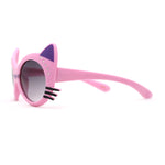 Girls Kids Size Kitty Cat Ear Whisker Round Plastic Sunglasses