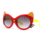 Girls Kids Size Kitty Cat Ear Whisker Round Plastic Sunglasses