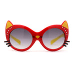 Girls Kids Size Kitty Cat Ear Whisker Round Plastic Sunglasses