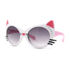 Girls Kids Size Kitty Cat Ear Whisker Round Plastic Sunglasses