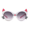 Girls Kids Size Kitty Cat Ear Whisker Round Plastic Sunglasses