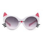 Girls Kids Size Kitty Cat Ear Whisker Round Plastic Sunglasses