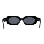 Womens Mod Chunky Plastic Rectangle Oval Lens Minimal Sunglasses