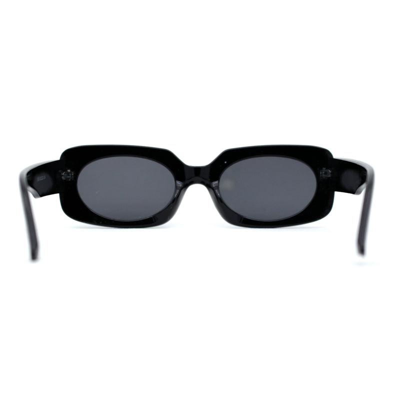 Womens Mod Chunky Plastic Rectangle Oval Lens Minimal Sunglasses