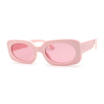 Womens Mod Chunky Plastic Rectangle Oval Lens Minimal Sunglasses