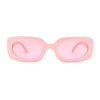 Womens Mod Chunky Plastic Rectangle Oval Lens Minimal Sunglasses