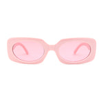 Womens Mod Chunky Plastic Rectangle Oval Lens Minimal Sunglasses