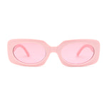 Womens Mod Chunky Plastic Rectangle Oval Lens Minimal Sunglasses